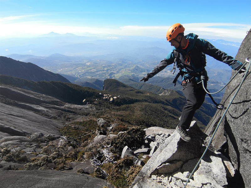Doing the Mount Kinabalu Via-Ferrata. Photo credit: Sabah Tourism Board.