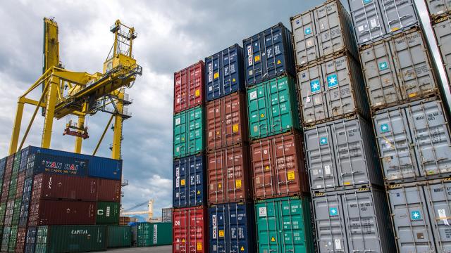 Container vans waiting to be shipped