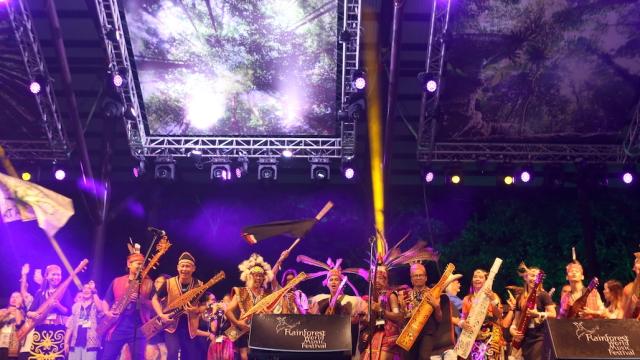 Performers on stage at last year's Rainforest World Music Festival.