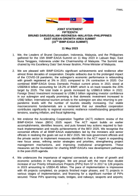 BIMP-EAGA Joint Statement first page.